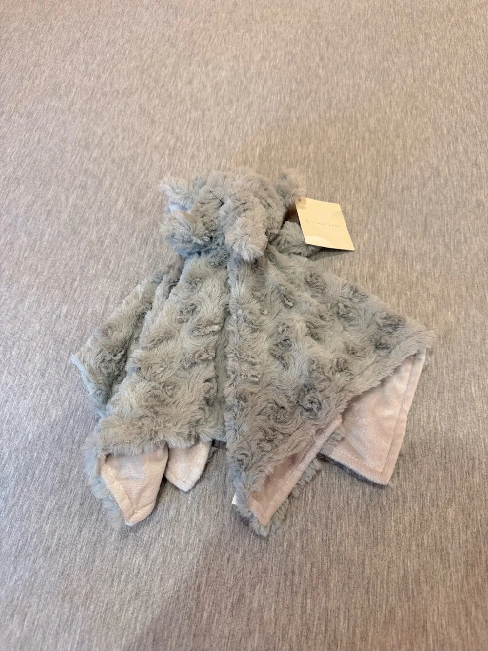 Plush Grey Elephant Lovey Comfort Blanket - Elephant Baby